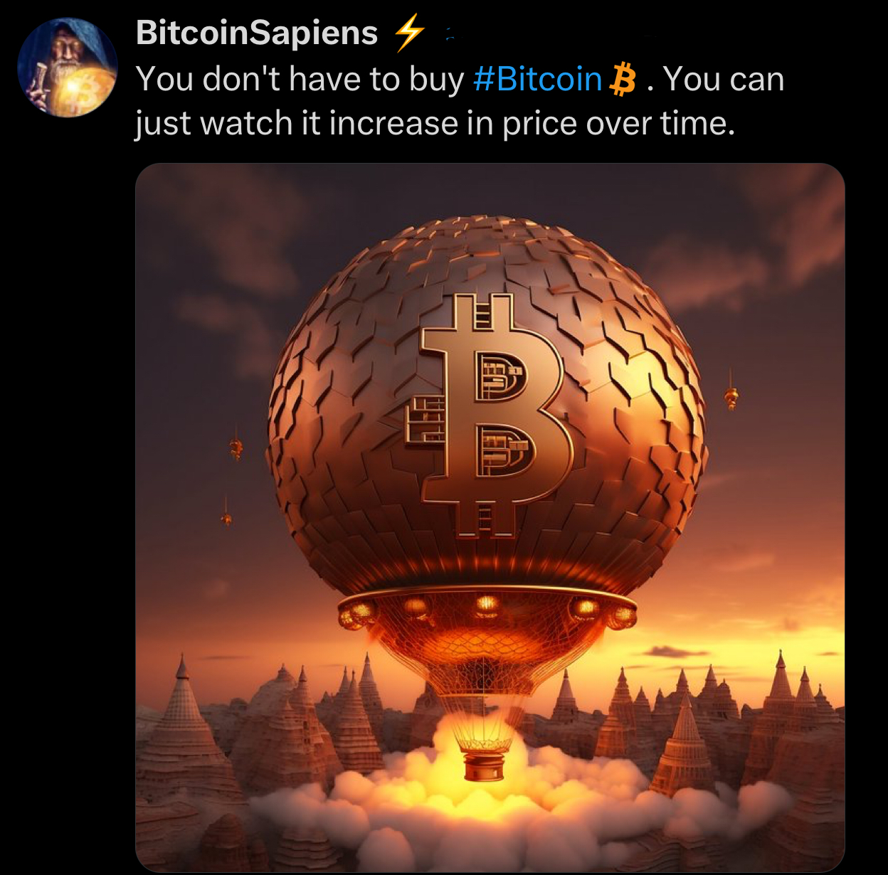 You don't have to buy Bitcoin, you can just watch the price increase over time.